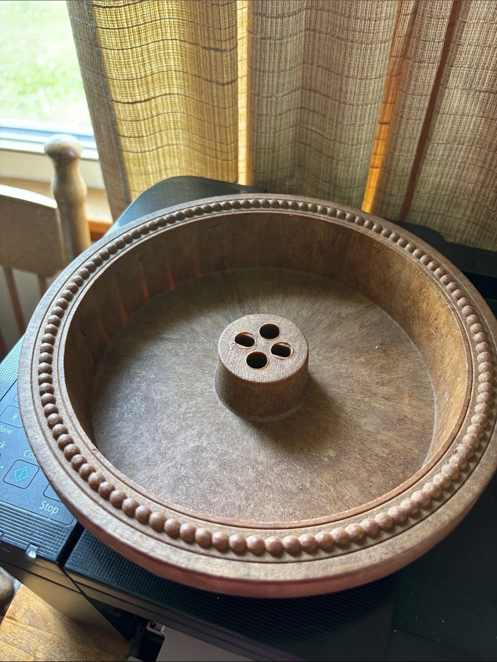 HA Quackenbush vintage wood look nut bowl